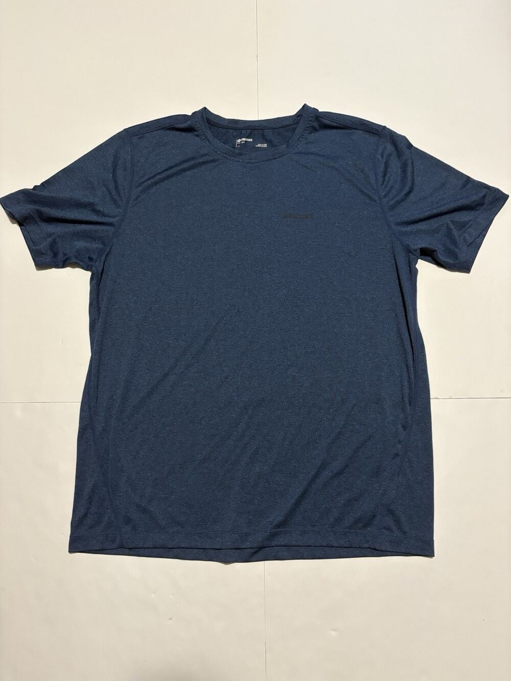 Marmot Men’s Large Performance T Shirt Blue Short Sleeve Lightweight Hiking